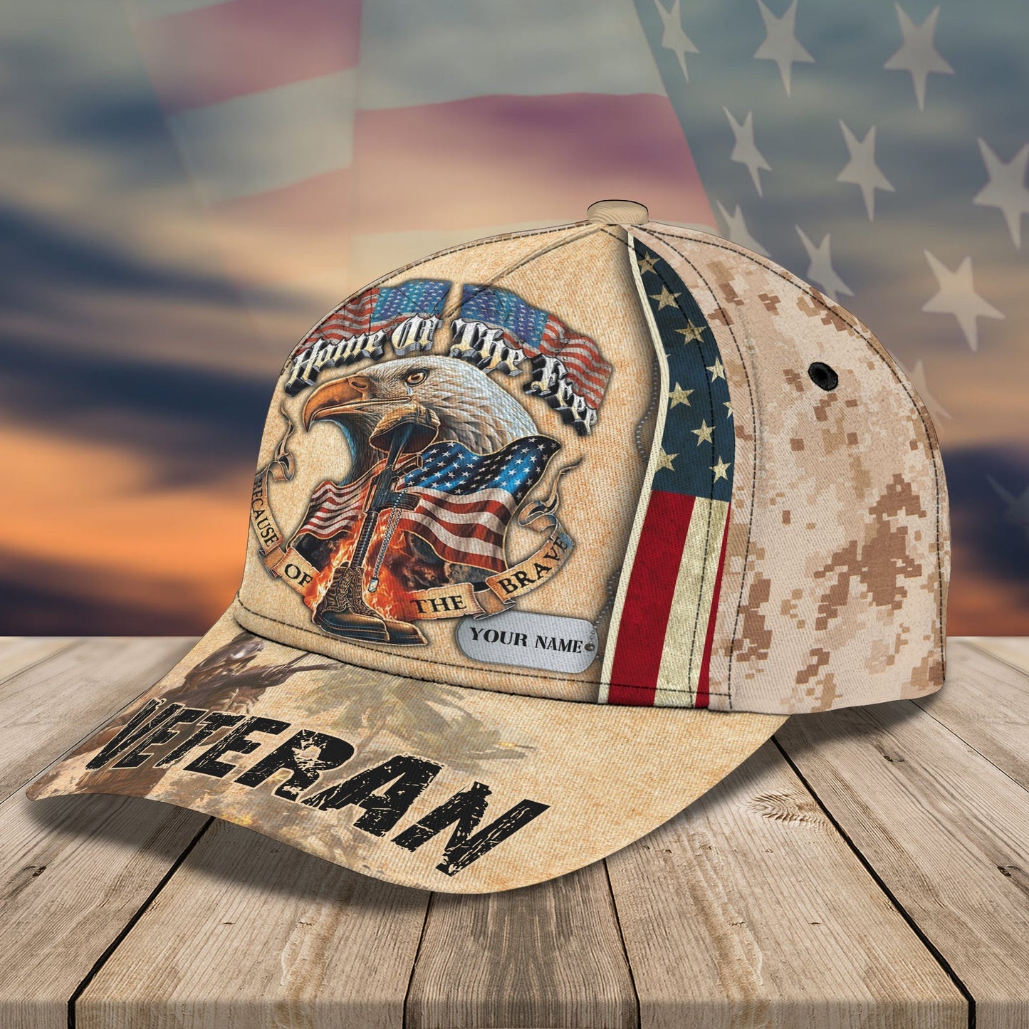 3D Classic Cap Us Veteran Personalized Name Cap Lasfour CA1506