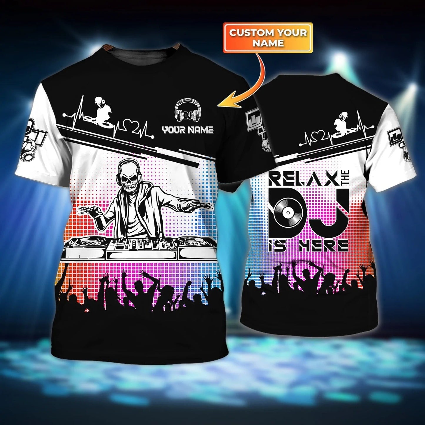 Custom Skeleton DJ Shirt, Funny Disc Jockey Tshirt, DJ Club Uniform TO2387