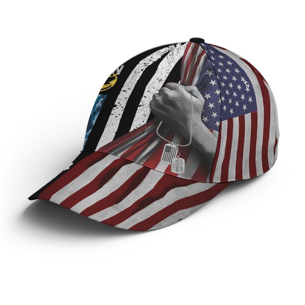 Navy Veteran Flag Pattern Baseball Cap Lasfour CO0906