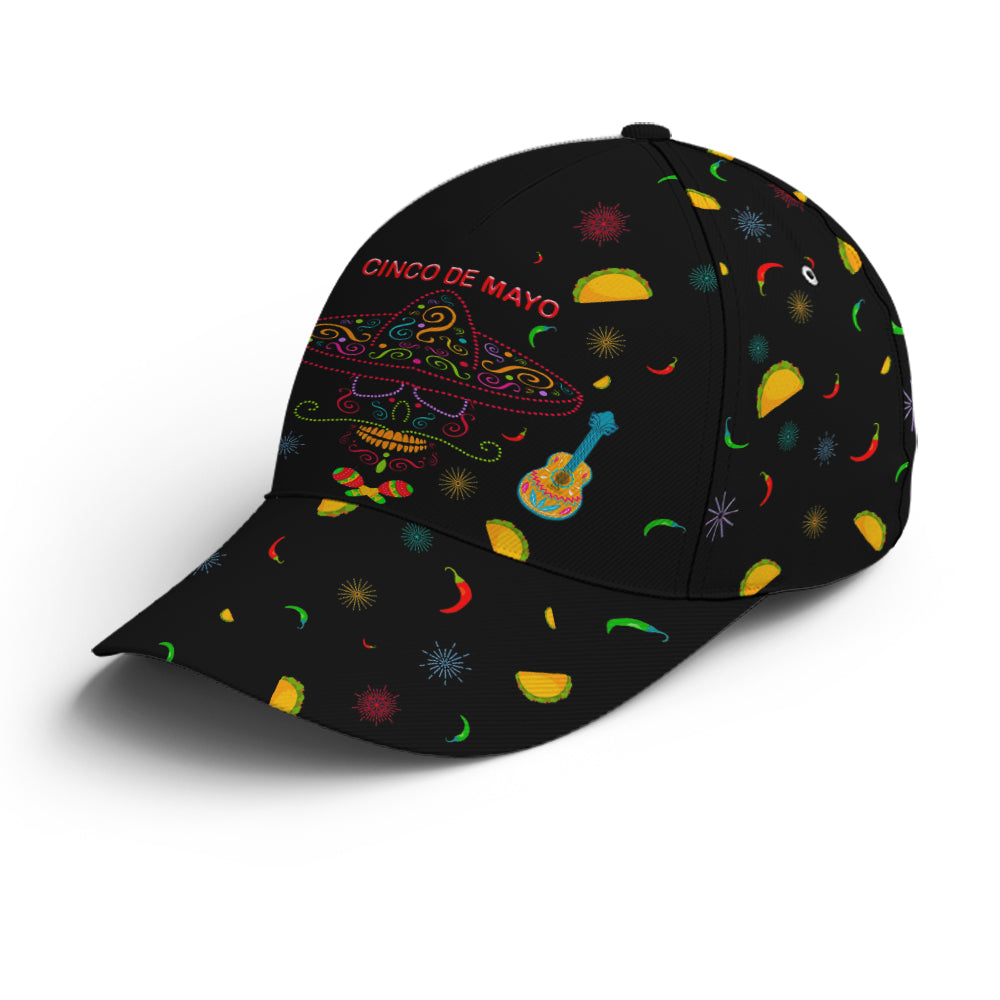 Cinco De Mayo Neon Sugar Skull Baseball Cap Lasfour CO0734