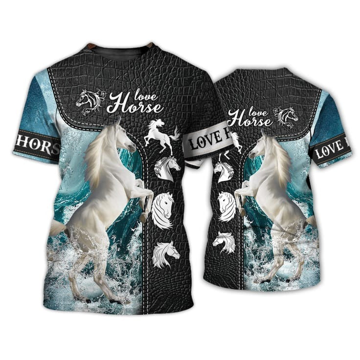 3D All Over Printed Horse T Shirt, Love Horse Shirts, White Horse Shirt For Men And Women, Beautiful Horse Tee Shirt TO0690