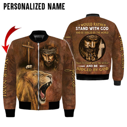 Custom With Name Name Jesus Faith Over Fear Stand With God 3D All Over Printed Clothes Jesus And Lion 3D Hoodie TO0258