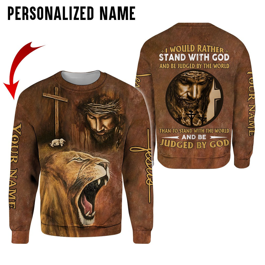 Custom With Name Name Jesus Faith Over Fear Stand With God 3D All Over Printed Clothes Jesus And Lion 3D Hoodie TO0258