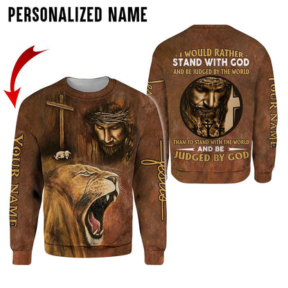 Custom With Name Name Jesus Faith Over Fear Stand With God 3D All Over Printed Clothes Jesus And Lion 3D Hoodie TO0258