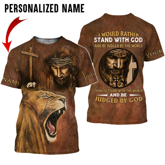 Custom With Name Name Jesus Faith Over Fear Stand With God 3D All Over Printed Clothes Jesus And Lion 3D Hoodie TO0258