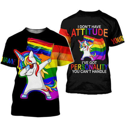 Personalized LGBT 3D Shirt Printed With Name, I've Got Personality You Can't Handle, Pride Shirts LO0642