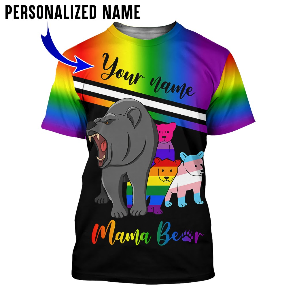 LGBT Mama Bear 3D All Over Printed Shirts For LGBT Community, Bisexual Shirts For LGBT History Month LO0653