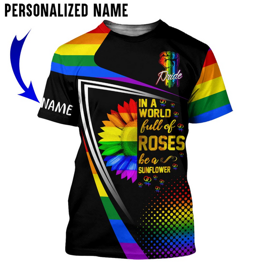 Custom Pride Shirt For Gay Men, Sunflower Pride T Shirt For Pride Month, Lesbian Pride Shirt LO0674