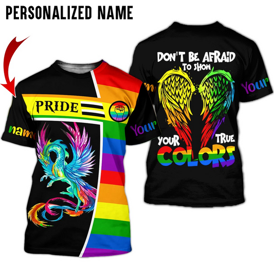 Customized 3D Gay Pride Shirt With Name, Don't Be Afraid To Show Your True LO0634