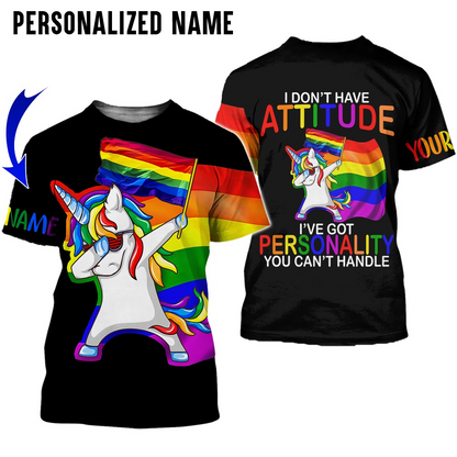 Personalized LGBT 3D Shirt Printed With Name, I've Got Personality You Can't Handle, Pride Shirts LO0642