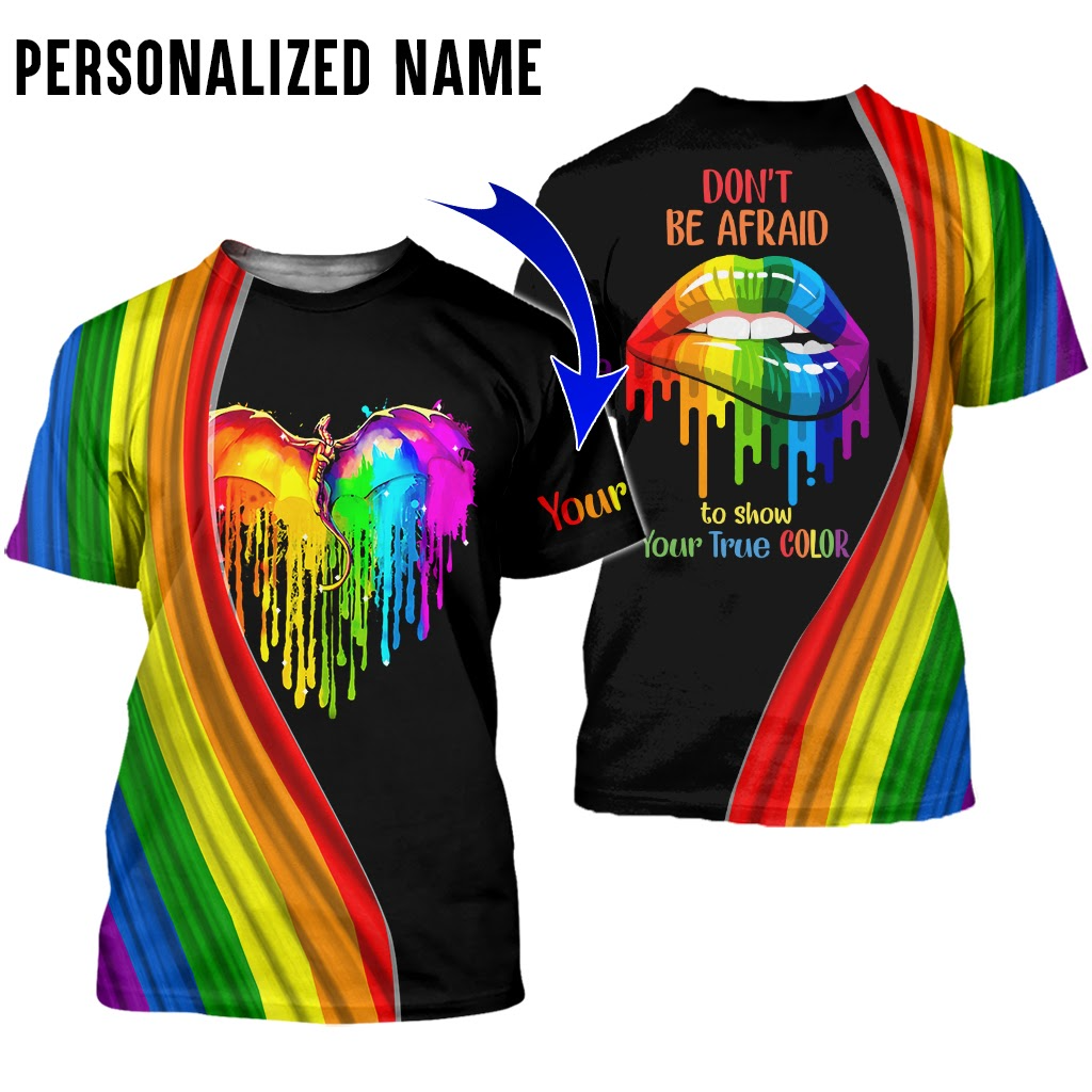 Personalized Rainbow Lips T Shirt For LGBT Community, Gay Pride Shirt All Over Print LO0625