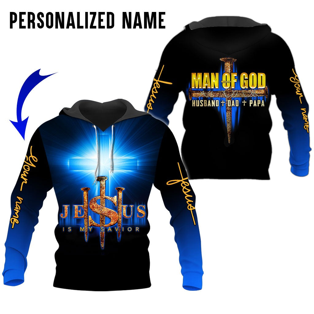 Personalized Name Man Of God Husband Dad Papa Jesus Is My Savior 3D All Over Printed Clothes, Sublimation Christian Shirt TO0257