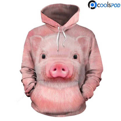 Funny Pig Hoodie Women, Cute Pig 3D Print On Hoodie, Pig Apparel Gift For Pig Lover SO1520