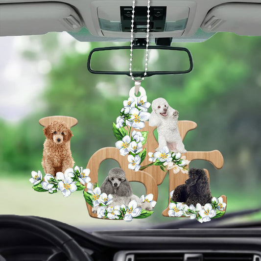 Poodle Ornaments For Auto Home Love Flowers Dog Lover Car Hanging Ornament OO0874