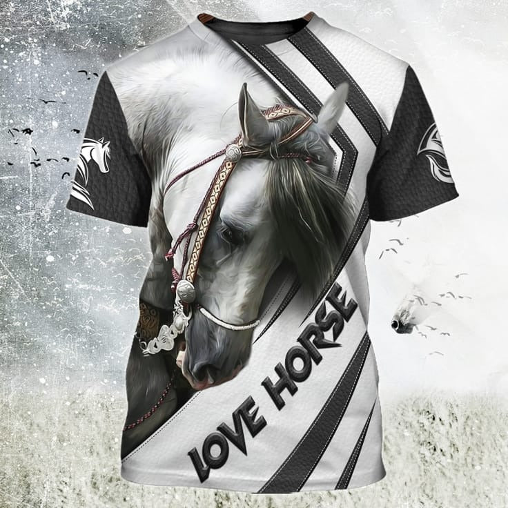 3D All Over Printed Horse T Shirt, Love Horse Shirts, White Horse Shirt For Men And Women, Beautiful Horse Tee Shirt TO0690