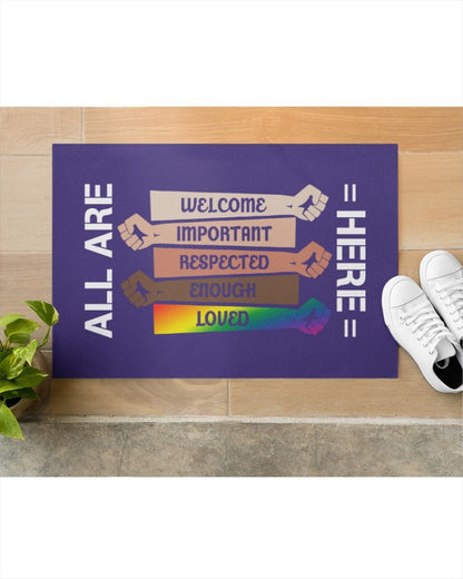 Welcome Door Mat, All Are Here Support Lgbt Doormat, Ally Gifts, Pride Doormat LO1262