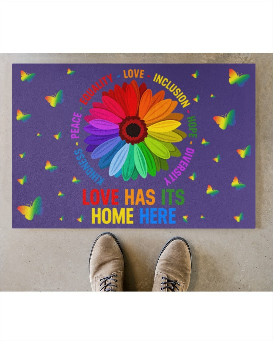 Rainbow Doormat For Gay Pride, Love Has Its Home Here Doormat, Indoor Mat For Lesbian LO1266