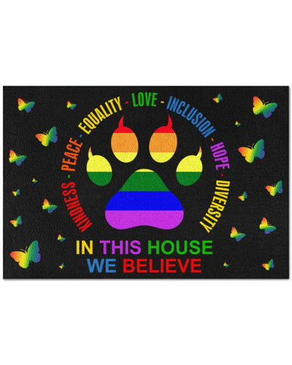 Lgbtq Doormat, Pride Welcome Mat Gay Pride Doormat, Butterfly Rainbow Pride Doormat, Lesbian Doormat LO1226