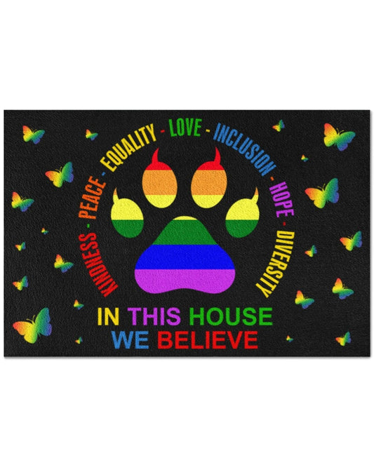 Lgbtq Doormat, Pride Welcome Mat Gay Pride Doormat, Butterfly Rainbow Pride Doormat, Lesbian Doormat LO1226