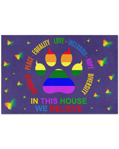 Lgbtq Doormat, Pride Welcome Mat Gay Pride Doormat, Butterfly Rainbow Pride Doormat, Lesbian Doormat LO1226