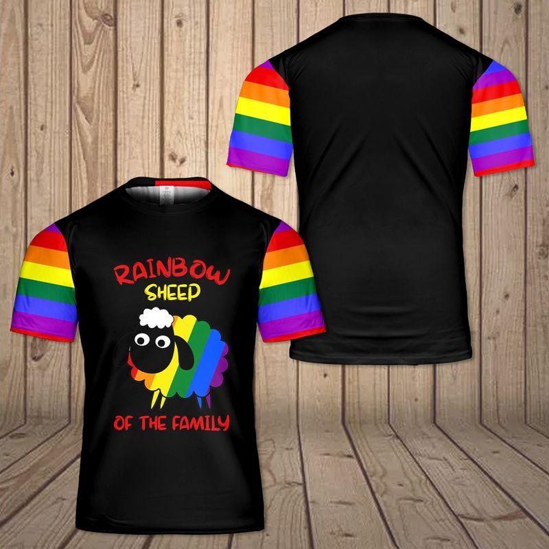 Rainbow Sheep Of The Family 3D T Shirt, Rainbow Ally 3D Shirt, Gift For Gaymer LO0898