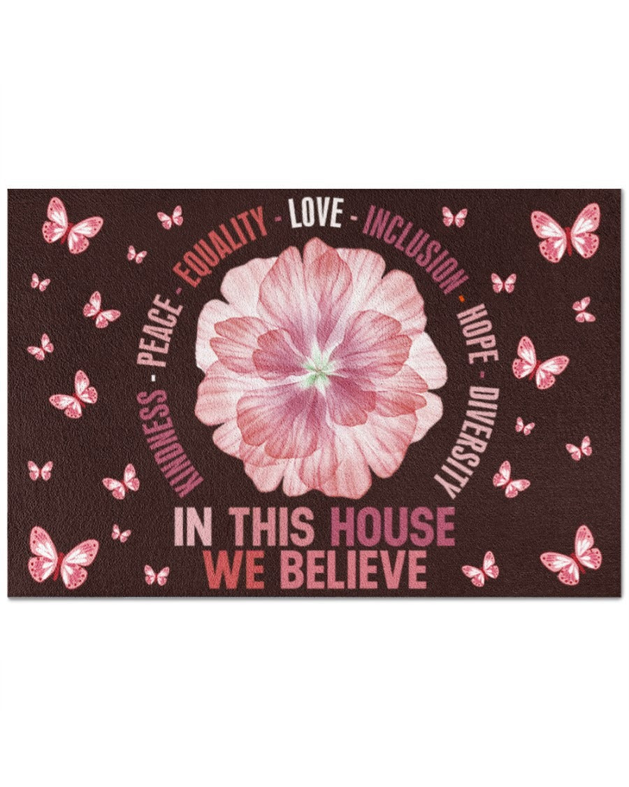 Pride Doormat Equality Doormat, Lgbt Door Mat In This House We Believe, Butterfly Lgbtq Mat LO1222