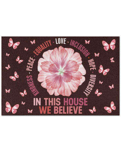 Pride Doormat Equality Doormat, Lgbt Door Mat In This House We Believe, Butterfly Lgbtq Mat LO1222