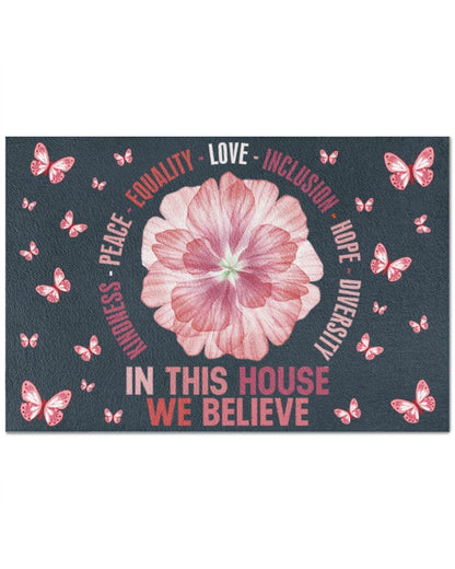 Pride Doormat Equality Doormat, Lgbt Door Mat In This House We Believe, Butterfly Lgbtq Mat LO1222