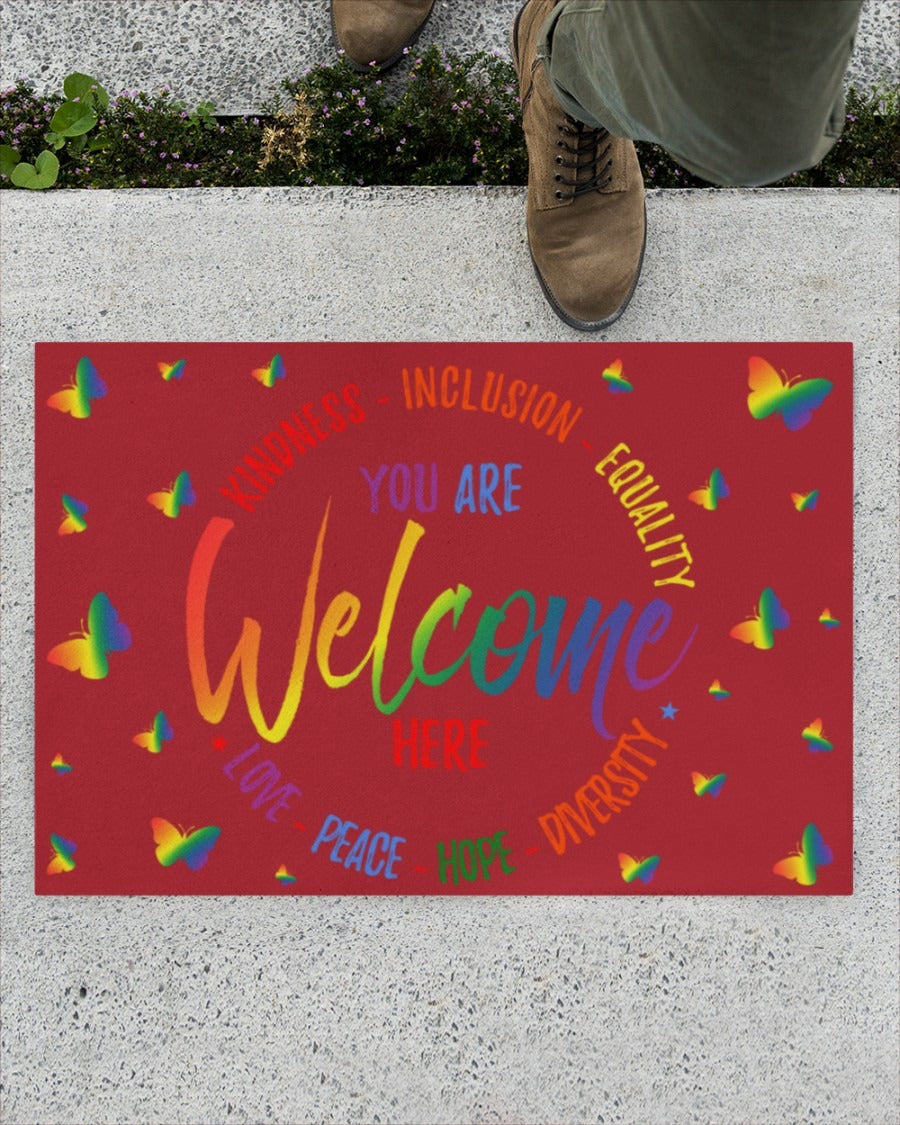 Lgbtq Doormat, Pride Mat, Pride Welcome Mat, Lgbtq Welcome Door Mat Gift For Lesbian LO1218