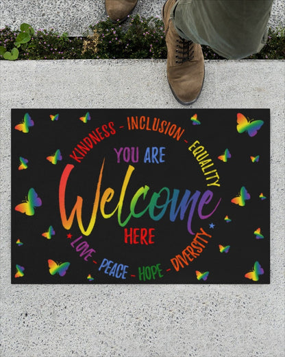 Lgbtq Doormat, Pride Mat, Pride Welcome Mat, Lgbtq Welcome Door Mat Gift For Lesbian LO1218