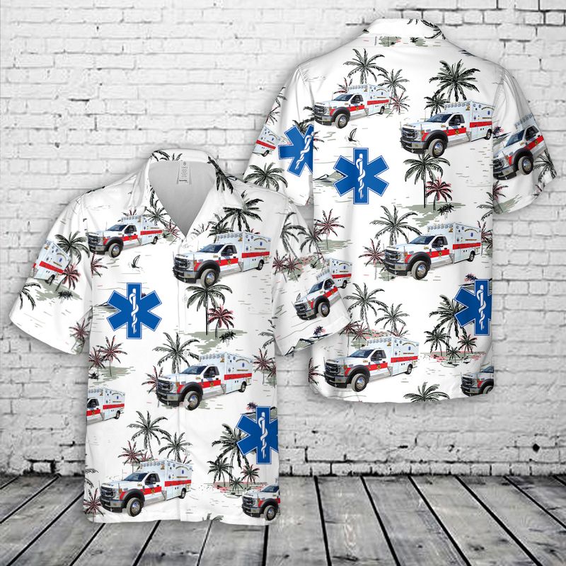 Lynbrook, NY, Lynbrook Fire Department 425A ambulance Hawaiian Shirt HO5635