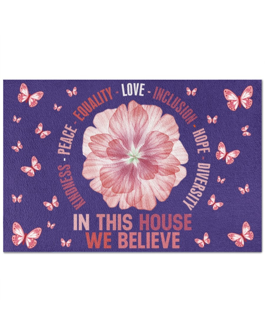 Pride Doormat Equality Doormat, Lgbt Door Mat In This House We Believe, Butterfly Lgbtq Mat LO1222