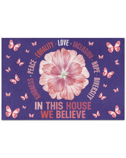 Pride Doormat Equality Doormat, Lgbt Door Mat In This House We Believe, Butterfly Lgbtq Mat LO1222