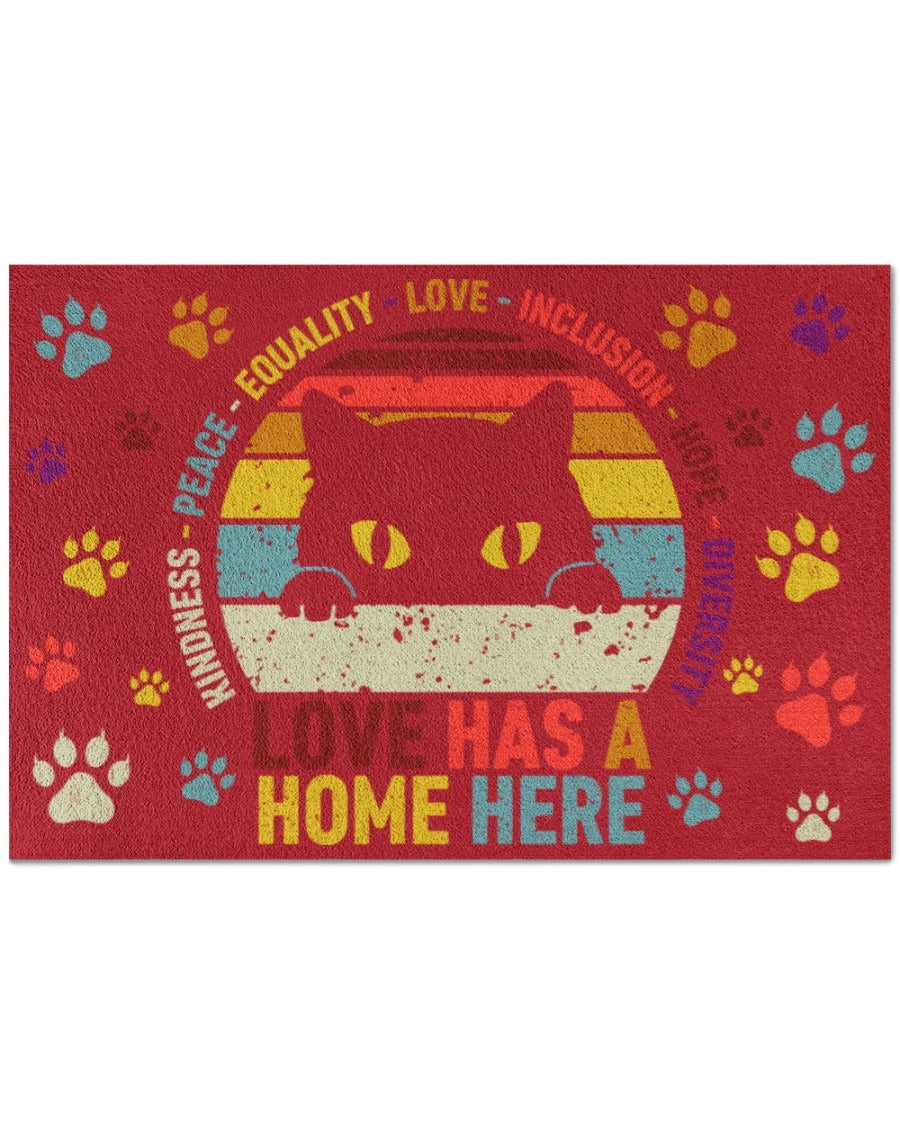 Pride Cat Doormat, Love Has Home Here, Pride Welcome Mat, Ally Gift, Lesbian Home Gift, Gay Doormat LO1258