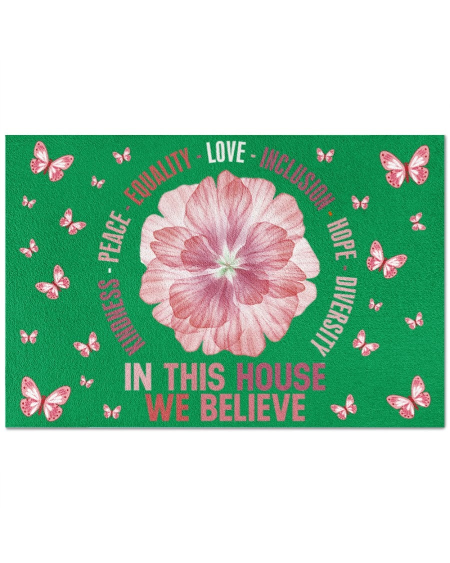 Pride Doormat Equality Doormat, Lgbt Door Mat In This House We Believe, Butterfly Lgbtq Mat LO1222