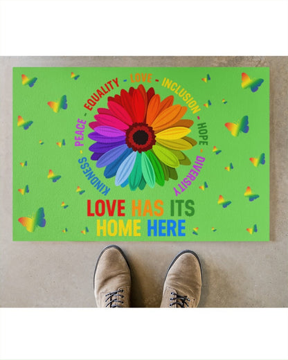 Rainbow Doormat For Gay Pride, Love Has Its Home Here Doormat, Indoor Mat For Lesbian LO1266