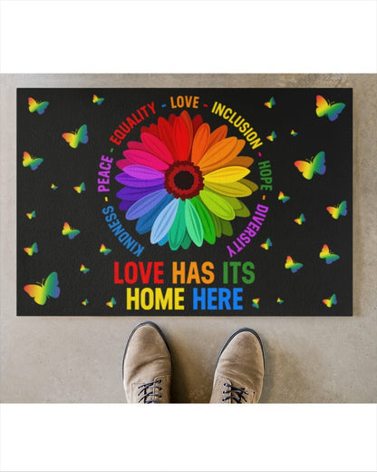 Rainbow Doormat For Gay Pride, Love Has Its Home Here Doormat, Indoor Mat For Lesbian LO1266