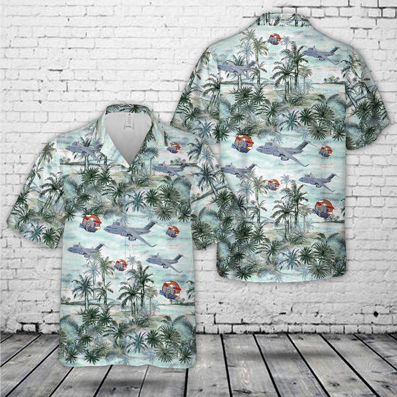 US Air Force 728th Airlift Squadron Flying Knights Boeing C-17 Globemaster III Hawaiian Shirt HO5577