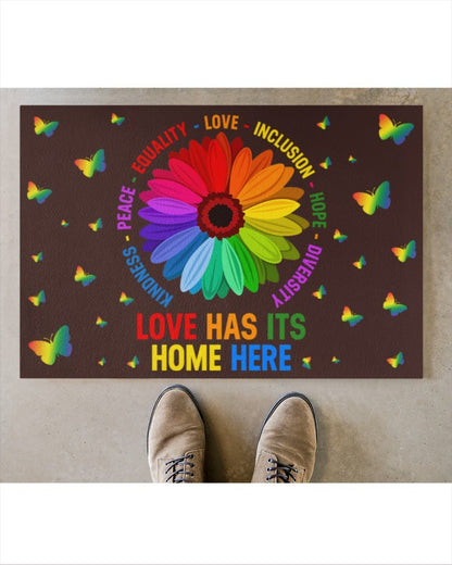 Rainbow Doormat For Gay Pride, Love Has Its Home Here Doormat, Indoor Mat For Lesbian LO1266