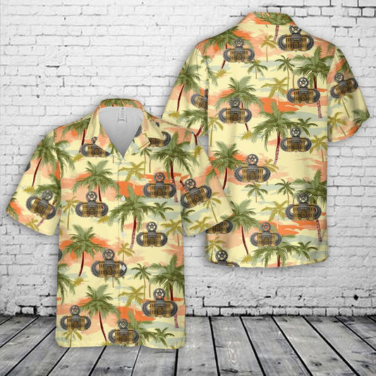 US Army Airborne Master Jump Wings with Engineer Castle Hawaiian Shirt, Hawaiian Shirt for Men Dad Veteran HO5646