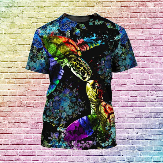 Turtle Lgbt Shirt For Gay Man, Pride Shirt For Lesbian, 3D Full Print Pride Shirts, Gay Birthday Gifts LO0802