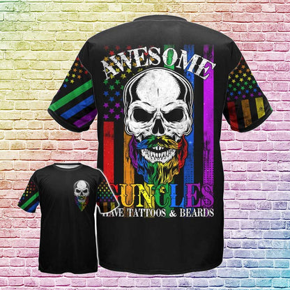 Gay Pride Shirt, LGBT Awesome Guncles T Shirt, Guncle Have Tattoos And Beards Shirts For LGBT Pride Month LO0757