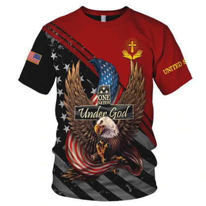 One Nation Under God All Over Print Shirt American Eagle Independence 3D Bomber Jacket TO0224