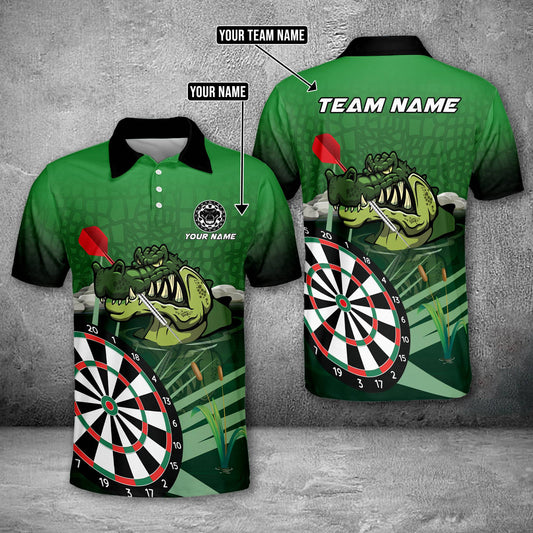 Lasfour Swamp Crocodile Darts Board Green Personalized Name, Team Name 3D Shirt DMA0003