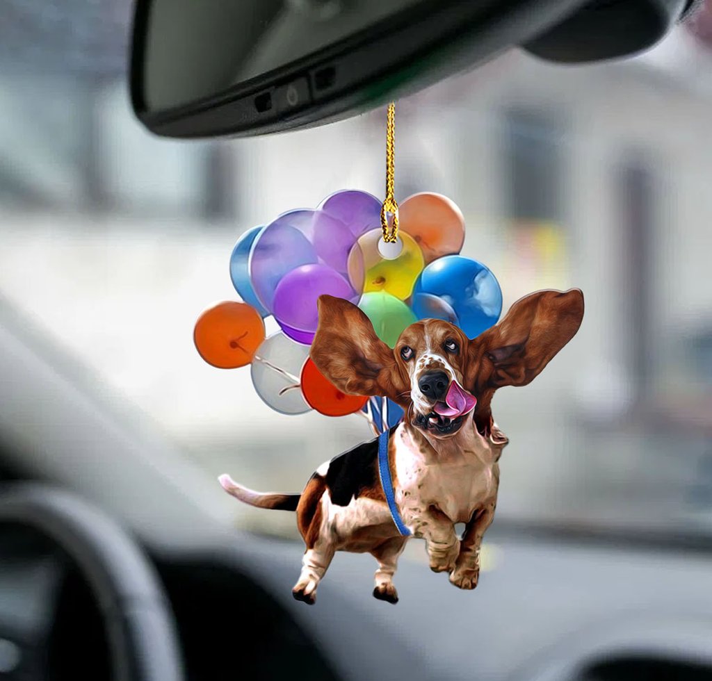 Basset Hound Dog Fly With Bubbles Car Hanging Ornament Dog Ornament Lasfour. SO0720