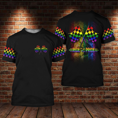 T Shirt Gift Gay Man, LGBT Ride With Pride 3D All Over Printed Shirt For LGBT Community, Gift For Gay Couple LO0705