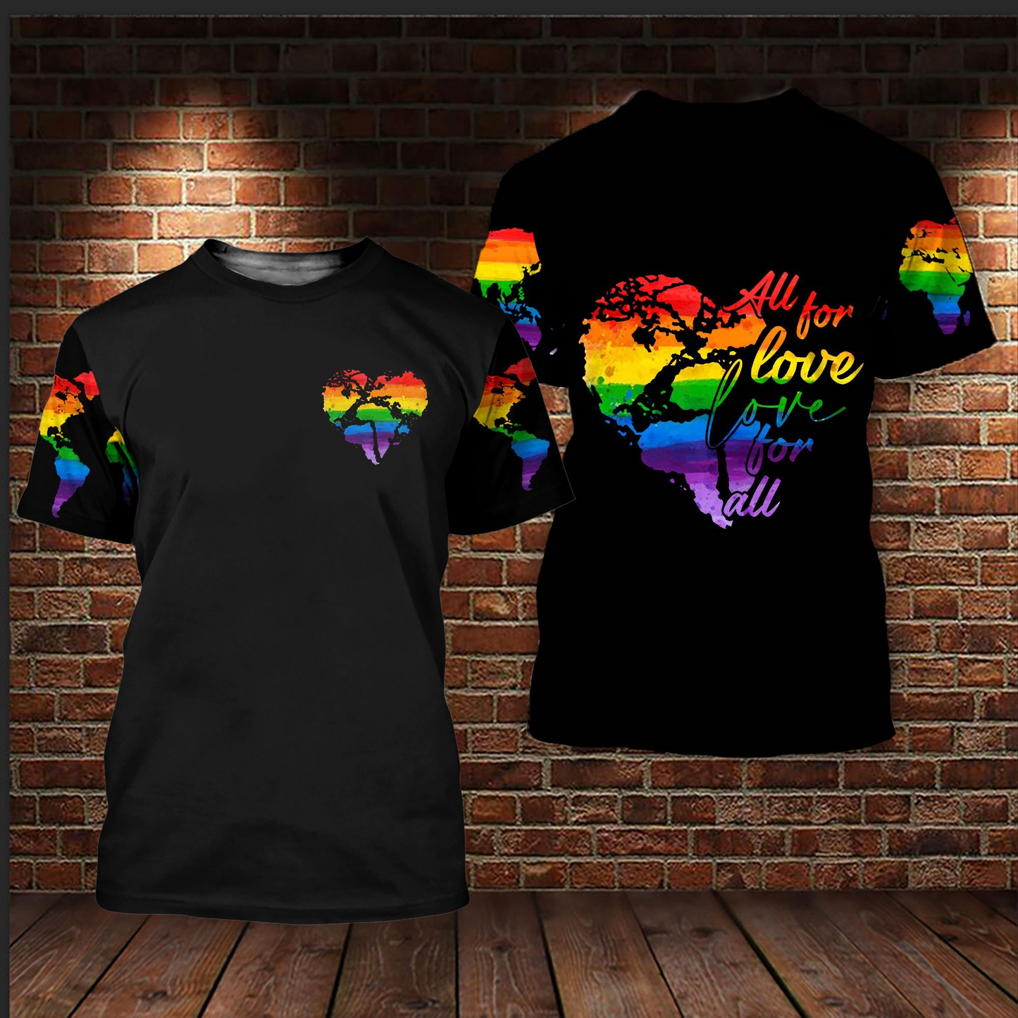 LGBT Pride All For Love Love For All 3D All Over Printed Shirt For LGBT Pride Month, Gift For Gay Man LO0618