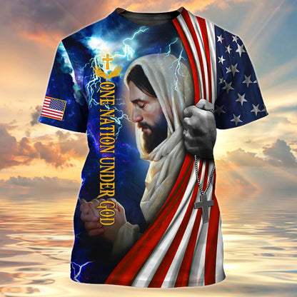 One Nation Under God Christian 3D Full Printed Shirts, 4Th Of July Independece 3D Hoodie, Patriotic Clothing TO0215