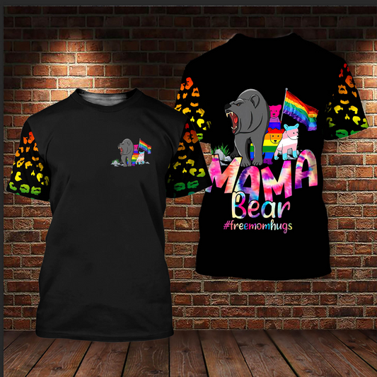 LGBT Mama Bear Free Mom Hugs 3D All Over Printed Shirt For LGBT Community, Gift For LGBT Pride Month LO0723