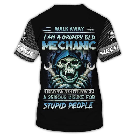 Grumpy Old Mechanic 3D Shirts Personalized Name, Skull Mechanical Tshirt For Him, Mechanic Men Shirt TO2601